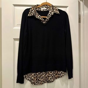 Equipment sweater with attached blouse, size small
